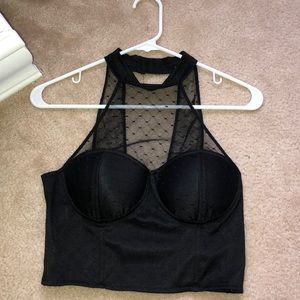Black High Neck Crop Top